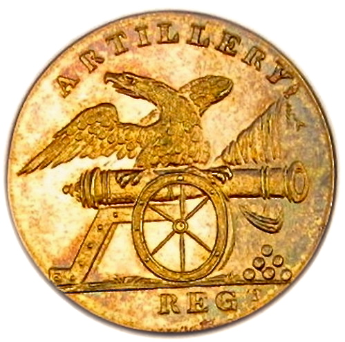 1808-11 Artillery Regiment 23mm Gilded Brass-RJ-Silverstein-georgewashingtoninauguralbuttons.com O