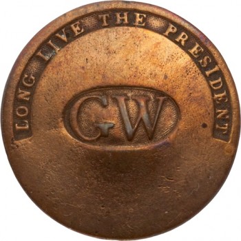 GWI 11-A 34mm Copper Cleaned Orig shank HA Auctions April 2015 Georgewashingtoninauguralbuttons.com O