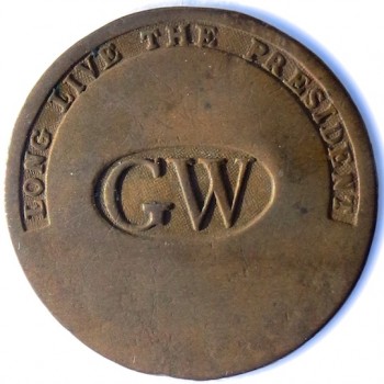 GWI 11-A GW IN OVAL CENTER COPPER 34.15mm ORIG. SHANK BETSY ROSS-CLAYPOOL RJ SILVERSTEIN'S GEORGEWASHINGTONINAUGURALBUTTONS.COM O1