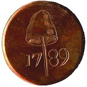 WI 26-A LIBERTY CAP WITH DATE 34mm Copper RJ Silverstein's georgewashingtoninauguralbuttons.com O