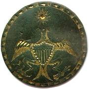ZH-WI 24-A THE EAGLE WITH INVERTED DIAMONDS 35MM. GILDED BRASS 20-20 NOTCHES-INVERTED DIAMOND SRJ silverstein's georgewashingtoninauguralbuttons.com O