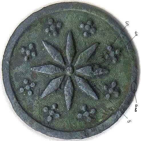 1778-83 8 Point Star Button Made By P Du Simitiere Robert Scot abc