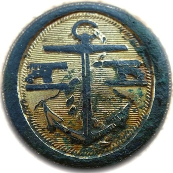 1807-25 ROYAL NAVY 22MM GILT BRASS SENIOR GUNNER OFFICER OR NAPOLEONIC COASTAL ARTILLLERY GARRISON ORIG SHANK RJ Silversteins georgewashingtoninauguralbuttons.com O