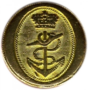 1812 War Royal Navy Officer 21mm Gilt Brass Rare Variant Orig Shank
