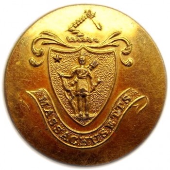 1830'S MASSACHUSETTS MILLITIA 22MM GILDED BRASS MS200A.1 RJ SILVERSTEINS GEORGEWASHINGTONINAUGURALBUTTONS.COM O