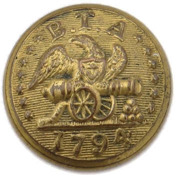 1840-1860's Rhode Island Bristol Train Artillery 22.94 TICE's RI 206A.2 RI 15 B:M 1850's RJ Silversteins georgewashingtoninauguralbuttons.com Best
