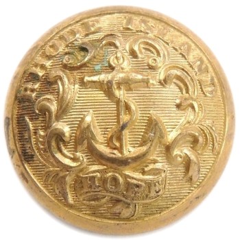 1850-65 Rhode Island 22.8mm Gilt Brass Dug Tidewater Va RI 203CA.2 RI 18 georgewashingtoninauguralbuttons.com O