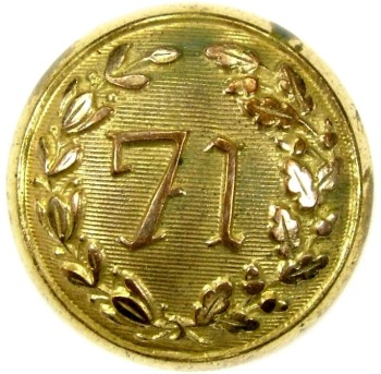 1852 71st Regiment New York Militia 22.77mm Gilt Brass Tice NY238A NY 61 georgewashingtoninauguralbuttons.com O