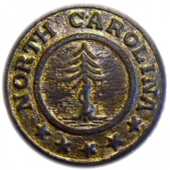 1860-65 North Carolina 22mm Gilt Brass Confederate Local Albert's NC 12-A Snake coiled around pine tree:5 stars made at Sword Factory georgewashingtoninauguralbuttons.com O