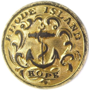 1860 Rhode Island State Militia 22.9mm Gilt Brass TICE's RI203C.1 RI 8 RJ Silversteins georgewashingtoninauguralbuttons.com O