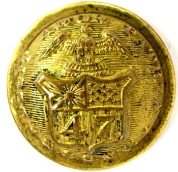 1860's 47th Regiment New York Militia STAFF 23.78mm Gilt Brass 3-Piece Convex Albert NY58 Tice unl. georgewashingtoninauguralbuttons.com o