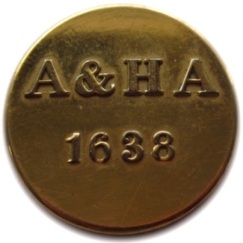 1862 MASSACHUSET1840's Massachusetts 1638 Ancient & Honorable Artillery 25.42mm Brass Non Dug Blank B-M Blank TICE's MS 222A2 - Albert 47 Georgewashingtoninauguralbuttons.com O
