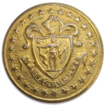 1865-Post Massachusetts Militia Independent Corps of Cadets 23.23mm Gilt Brass MS 202C.1 - MS 30 georgewashingtoninauguralbuttons.com O