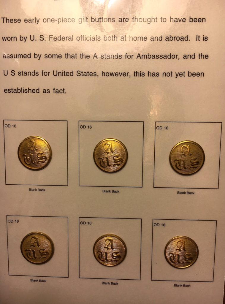 AMBASSADOR BUTTONS RJ SILVERSTEINS GEORGEWASHINGTONINAUGURALBUTTONS.COM O