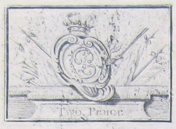 1745 Prince Charlie Two Pence Bronze Money Plate RJ Silverstein's georgewashingtoninaugurlbuttons.com O