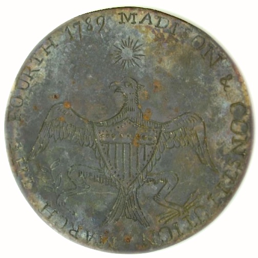 1789-1809 Madison Constitution button 35mm Gilt Brass RJ Silverstiens georgewashingtoninauguralbuttons.com O