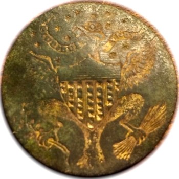 GWI 2-A 35mm Gilt Brass No Shank Dug South Carolina Dug by J.A. Mullinax 864-414-4234 RJ Silversteins georgewashingtoninauguralbuttons.com O