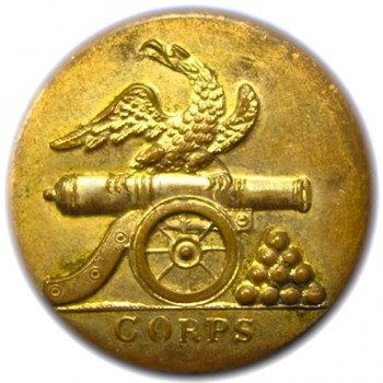 1830's Militia Artillery Corps 22mm Gilt Brass Albert's AY 58-A 2-Piece Orig Shank RJ Silverstein's georgewashingtoninauguralbuttons.com O