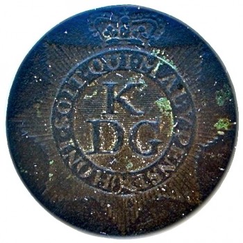 1775-1782 Revolutionary War British King's Dragoon Gaurd Button 26MM georgewashingtoninauguralbuttons.com