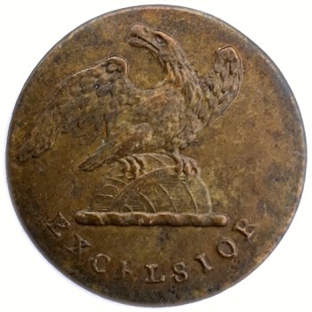 1800-15 NY Militia 24.09mm Copper Bronze NY9-B:Tice's NY040 A1.1 Overstruck Back Orig. Shank RJ Silverstein's georgewashingtoninauguralbuttons.com O