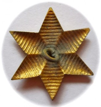 1830-40'S U.S. DRAGOON's OFFICER STAR INSIGNIA GILDED BRASS EMBROIDERED LOOK SIX POINTED STAR rj silverstein's georgewashingtoninauguralbuttons.com r