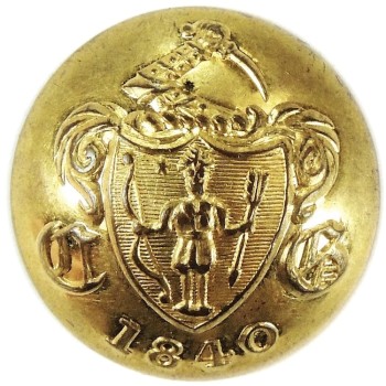 1840-55 Massachusetts Worcester City Guard 23mm Gilt Brass MS 284 A.1 MS 100 Georgewashingtoninauguralbuttons.com O