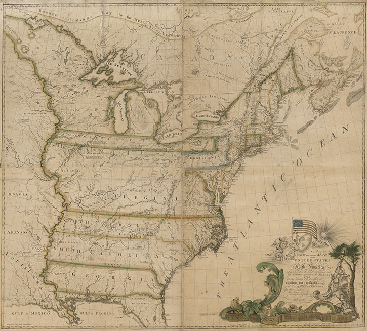 1783 Map of America by Abel Buell RJ Silversteins georgewashingtoninauguralbuttons.com O