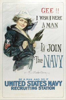 1917 howard chandler christy navy recruiting poster Gww I Wish I were A Man, I'd Join The Navy georgewashingtoninauguralbuttons.com O